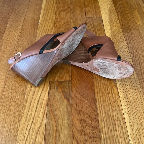 Coach Randy Wedge Sandals in Saddle Brown with Black Trim - Picture 6 of 10